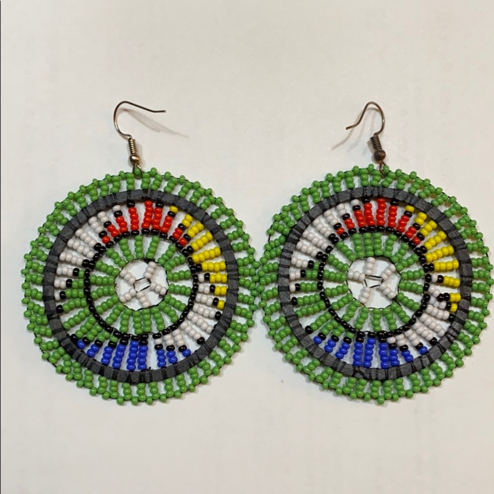 Green NASHONA Beaded Earrings